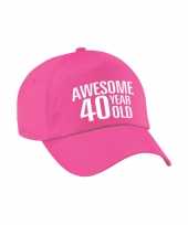 Awesome 40 year old verjaardag pet petje roze voor dames en heren