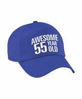 Awesome 55 year old verjaardag pet petje blauw voor dames en heren