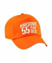 Awesome 55 year old verjaardag pet petje oranje voor dames en heren