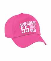 Awesome 55 year old verjaardag pet petje roze voor dames en heren