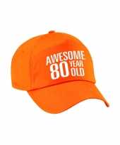Awesome 80 year old verjaardag pet petje oranje voor dames en heren