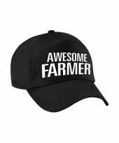 Awesome farmer pet petje zwart voor volwassenen