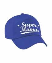 Super mama moederdag cadeau pet petje blauw voor dames