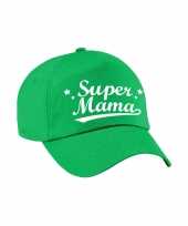 Super mama moederdag cadeau pet petje groen voor dames