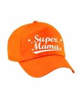 Super mama moederdag cadeau pet petje oranje voor dames