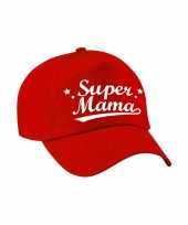 Super mama moederdag cadeau pet petje rood voor dames