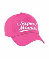 Super mama moederdag cadeau pet petje roze voor dames