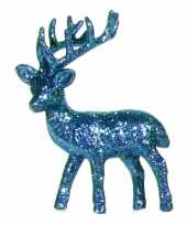 Turquoise deco rendier met glitters 10 cm