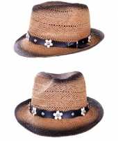 Zomerhoed van stro met bloemen bandje